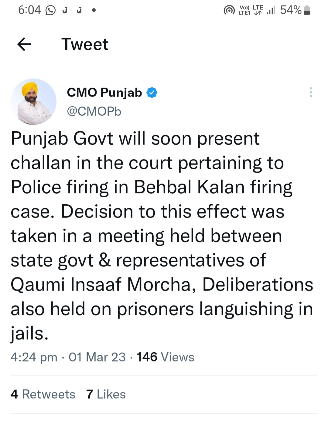 Soon after @CMOPb tweets to file chargesheet in Behbal Kalan firing case,the same  tweet is deleted soon afterwards