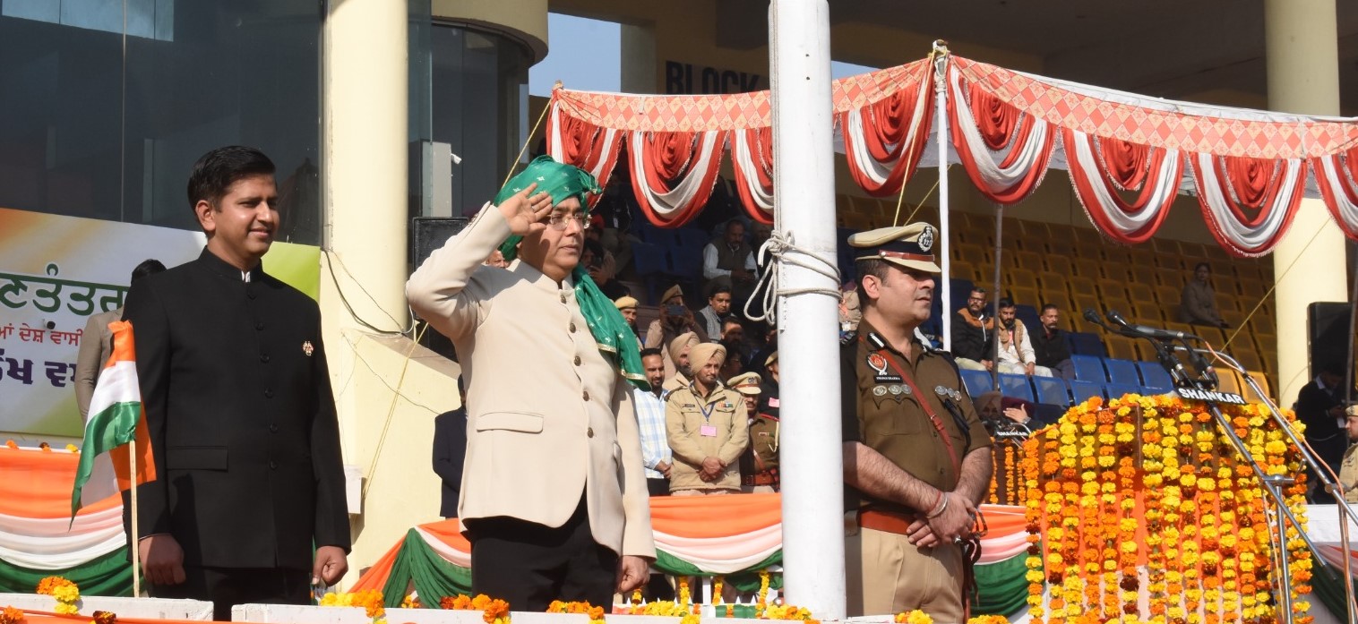 Aman Arora unfurls national flag during Republic Day function at Guru Gobind Singh Stadium 