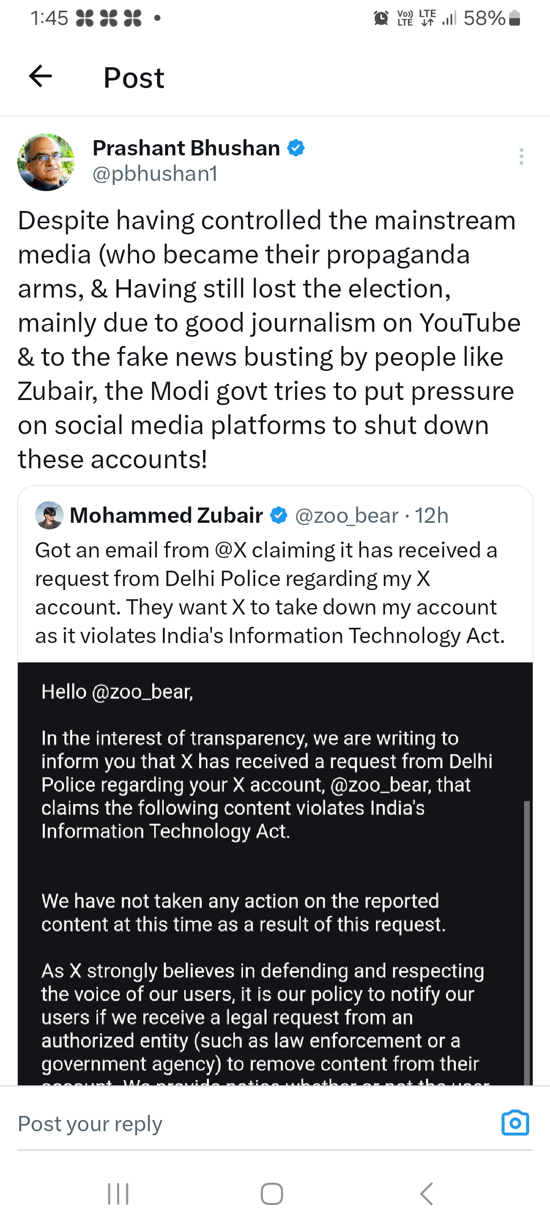 Fact checking site,Alt news owner gets notice from X to down his account