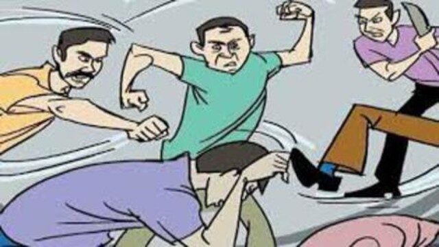 Five booked for assaulting man.