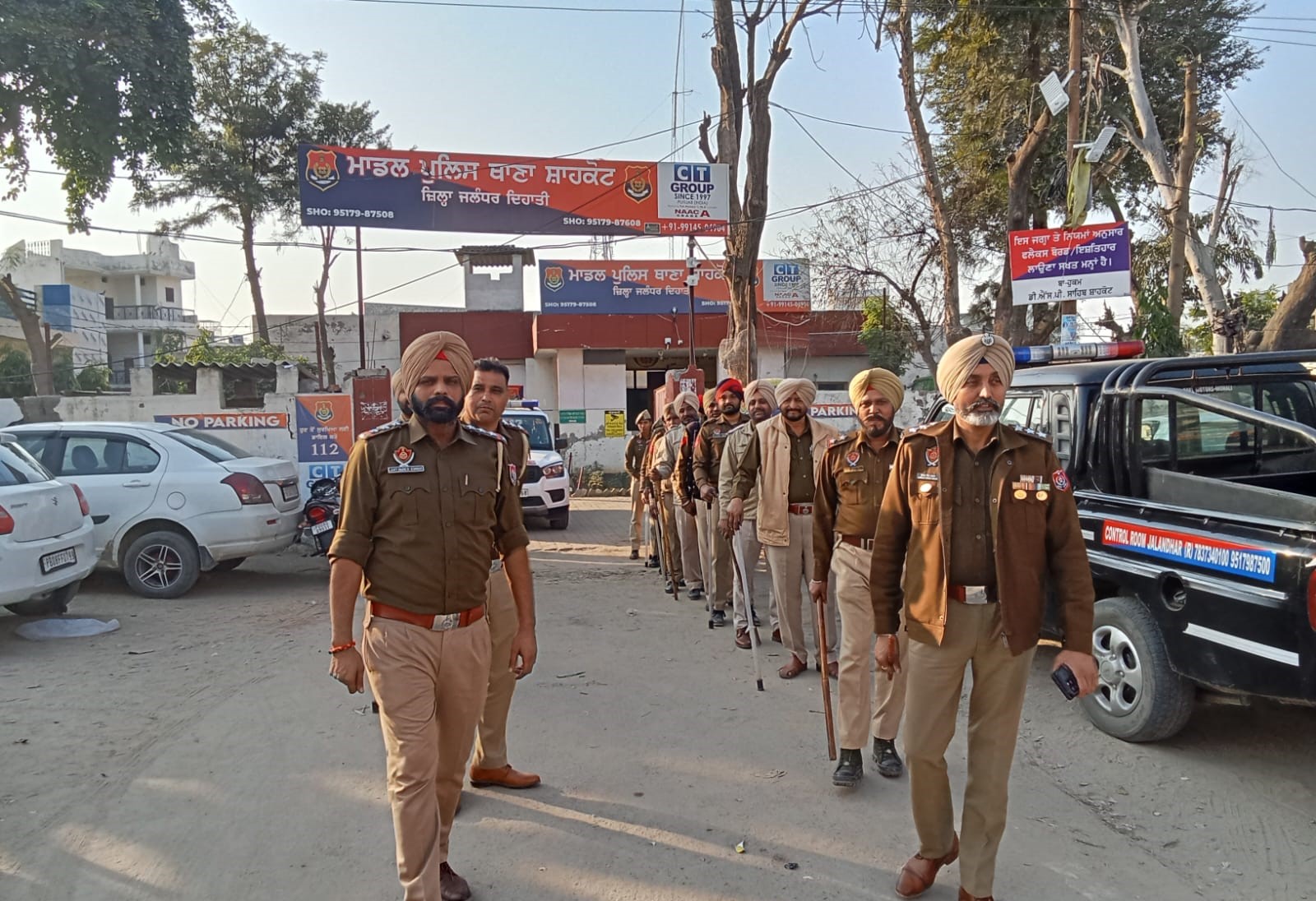 Flag march by police force ahead of civic body polls.