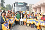 MLA Shital Angural flags off bus under Mukh Mantri Teerth Yatra Scheme