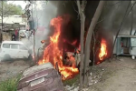 47 vehicles including 35 two wheelers  destroyed in an accident fire at Subhanpur police station 